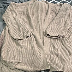 Old Navy Taupe Open-Front Ribbed Cardigan